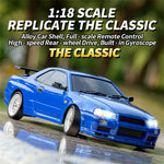 LinkMejor 1899/A99 RTR 1/18 2.4G RWD RC Car Drift GTR R34 Optional Gyro LED Light On-Road Full Proportional Alloy Body Shell Racing Vehicles Models Toys