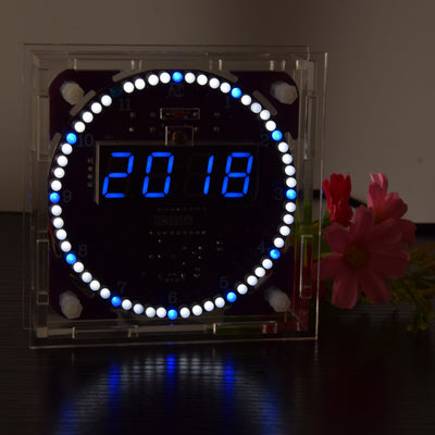 LinkMejor® DIY DS1302 Light Control Rotation LED Electronic Clock Kit Music Alarm Clock With Housing Description Download Instruction