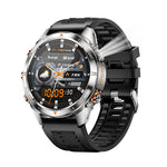 LinkMejor KT80 1.46-inch HD Screen SOS Flashlight UV Light 3ATM Waterproof Heart Rate Blood Oxygen Monitor Sleep Monitoring Multi-sport Modes Smart Watch