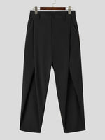 INCERUN Men Plain Cross Pleated High Waist Loose Fit Pants