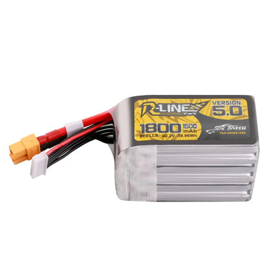 Tattu R-Line Version 5.0 1800mAh 6S 22.2V 150C Lipo Battery XT60 for GEPRC Vapor D6 HD O4 Pro 6S RC FPV Racing Drone