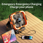 Xmund Solar Camping Fan 10000mAh Power Bank USB C Charging 6 Speeds LED Lantern Portable Outdoor Fan with Timer for Camping