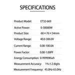 ET32-669 High Precision Professional Electrical Meter with Full-view LCD Screen Measures Voltage Current Power Frequency and Power Factor High Temperature Resistant Supports 22 KW Power