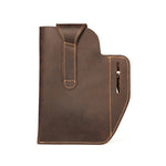 LinkMejor Genuine Leather Waist Bag for Men Belt Bag Packs 7inch Cell Phone Purse Waist Bag Wear Buckle Retro Belt Pack
