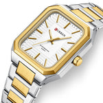 LinkMejor Fashion Rectangular Business Watches for Men Waterproof Luminous Hands Stainless Steel Simple Vintage Quartz Wristwatch