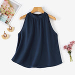 LinkMejor Elegant Style Womens Tank Vest Summer Sleeveless O-Neck Plain Casual Loose Camisoles Top