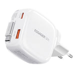 [GaN Tech] ESSAGER ES-CD60 65W 2-Port USB PD Charger with USB-C Retractable Cable+USB-A+USB-C PD3.0 QC4.0 PPS Fast Charging Wall Charger Adapter EU Plug for iPhone 17 17Pro 16 Pro Max 15 14 for Xiaomi 17pro for SAMSUNG for OPPO
