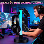 Elfeland Desktop RGB Headset Stand 17 Light Modes Controller Holder w/ USB LED Music Pickup Atmosphere Lamp Headset Game Handle Bracket