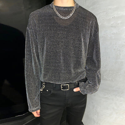 INCERUN Men Mesh Thin Long Sleeve T-shirts Comfortable Loose Fit Sun Protection Crew Neck Top Large Size S-5XL for Spring Fall