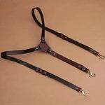 Men's PU Leather Suspenders Retro Style Y back Adjustable Belt Loop 3 Snap Hooks Belt Mens Trousers Braces