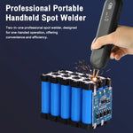 Small Handheld Spot Welding Machine 12-Level Power Manual/Auto LED Light 0-9 2200mAh Li-Poly 800A 4.2V Output Type-C 0.1-0.25mm Welding Pure Copper Needles ABS Shell