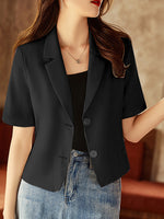 Solid Short Sleeve Lapel Casual Button Blazer