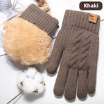 LinkMejor Touch Screen Double-Layer Thick Velvet Thermal Winter Gloves for Men Women Coldproof Warm Knitted Gloves for Outdoor Sports Skiing Cycling