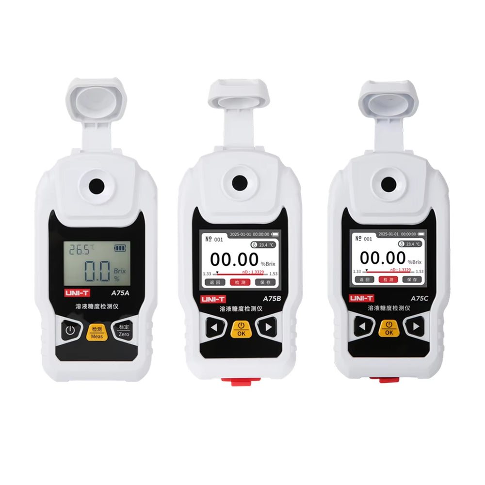 LinkMejor A75A A75B A75C Digital Brix Refractometer Solution Sugar Level Tester 0-35% 0-55% 0-95% Automatic Temperature Compensation Zero Calibration