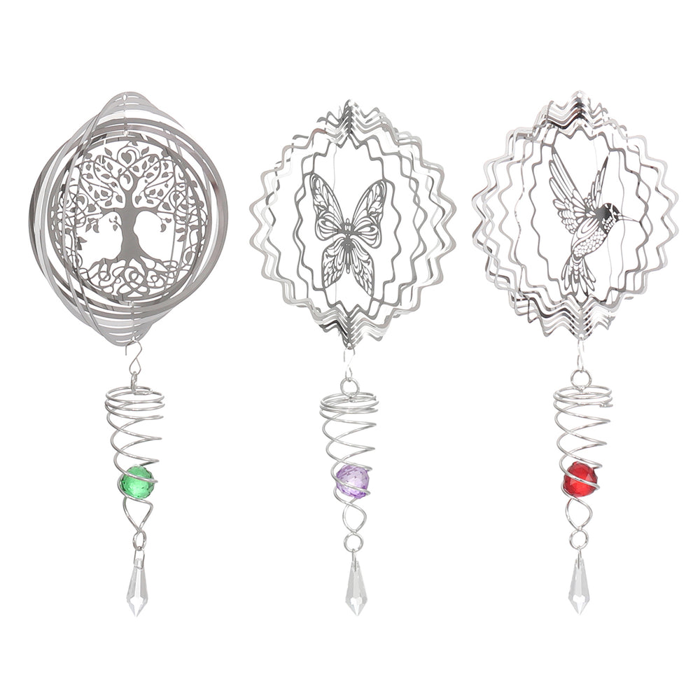 3D Metal Wind Spinner Stainless Steel Rotating Metal Chimes Animal Pattern Stereo Wind Chime Rotary Pendant For Home Decoration