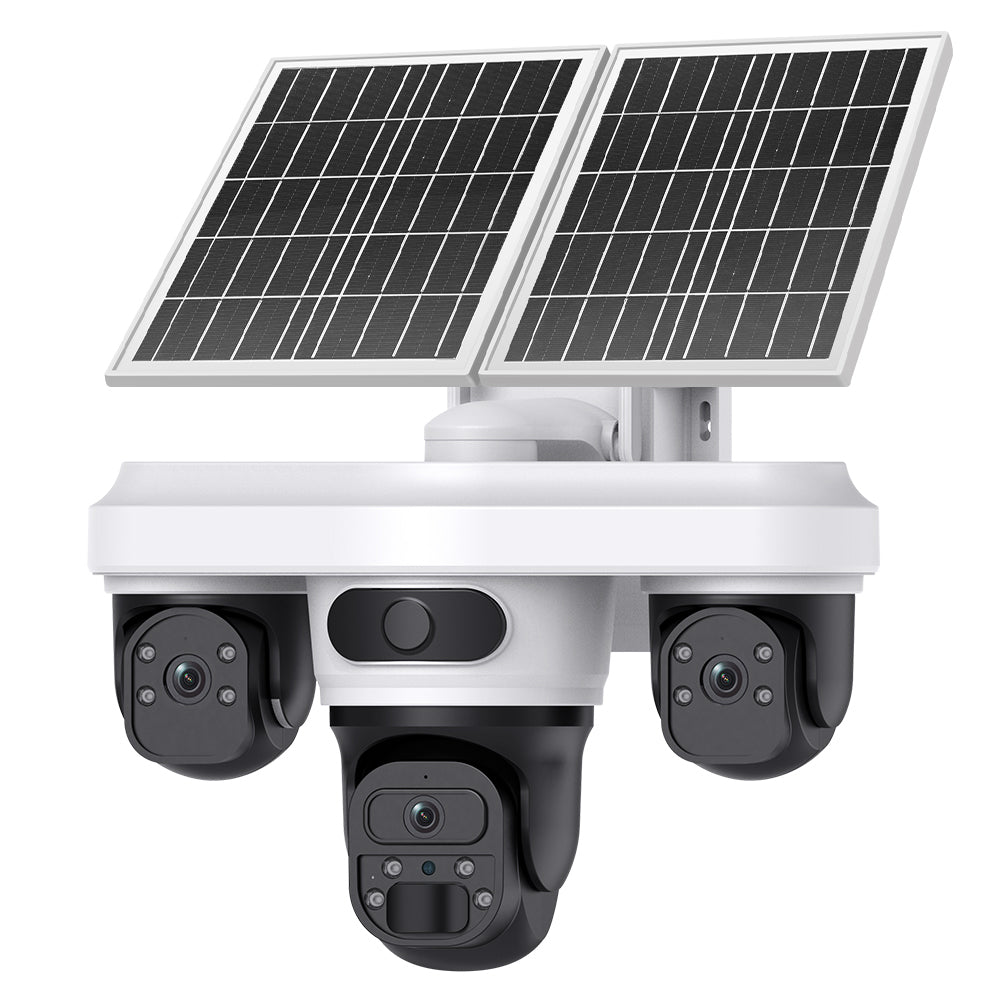 INQMEGA 9MP Tri-lens Solar Camera 4G EU Version Outdoor Wireless PTZ Color Night Vision Two-way Audio Waterproof AOV+PIR 2-in-1 Smart Home Surveillance CCTV Cameras