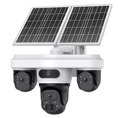 INQMEGA 9MP Tri-lens Solar Camera 4G EU Version Outdoor Wireless PTZ Color Night Vision Two-way Audio Waterproof AOV+PIR 2-in-1 Smart Home Surveillance CCTV Cameras