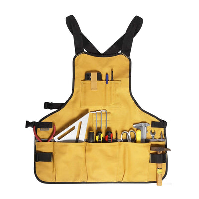 Heavy Duty Canvas Work Apron 21 Pockets Tool Organizer Adjustable Straps Magnetic Holder Carpenter Workshop Mechanic Gardener DIY Crafts