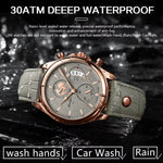 LinkMejor Men's Waterproof Luminous Quartz Watches Fashion Multi-function Business Casual Wristwatch