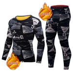 LinkMejor Men's Thermal Set, Long Johns Set, 2 Pcs Letter Print Compression Thermal Base Layer Set, Moisture Wicking & Breathable Basic Long Sleeve & Leggings Men Warm Underwear Set, Men's thermal clothing For Outdoor Skiing Running