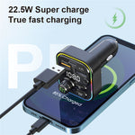 Bakeey 22.5W 2 Usb-As +PD Port FM Bluetooth Transmitter Fast Charging Car Charger Wireless Handsfree Car Mp3 Player For Mobile Phone
