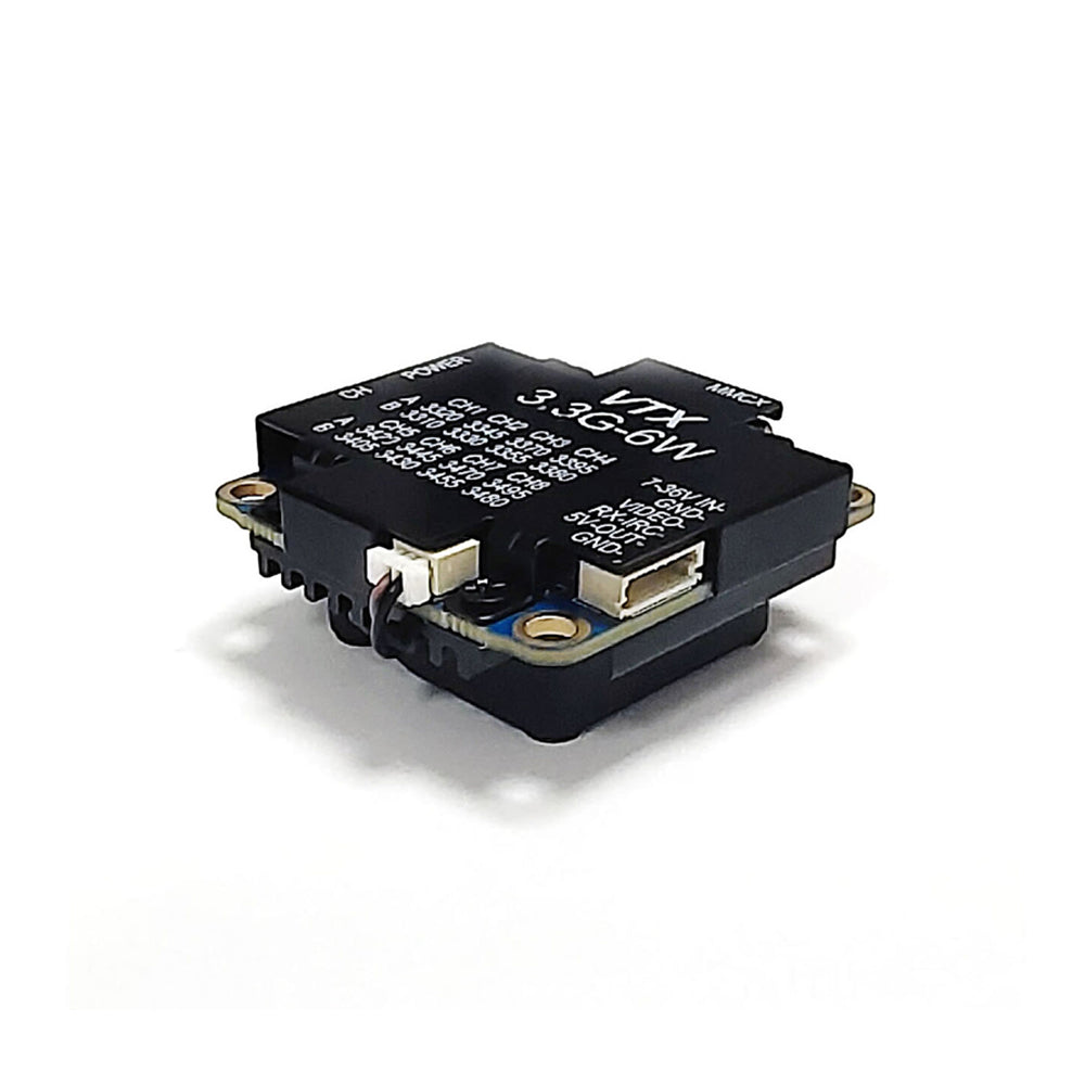 3.3GHz 6W VTX 16CH FPV Video Transmitter Adjustable Power 25-6000mW FPV Transmitter W/Fan MMCX Antenna for Racing Drones