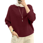 LinkMejor Daily Style Women Knitted Long Sleeve Crew Neck  T-shirt Casual Solid Loose Work Tops
