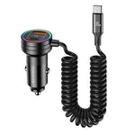 LinkMejor C33 60W 12-24V Car Charger USB Type C PD Fast Charge Hardware Plastic Belt with Aperture Spring Cable