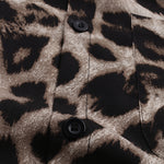 LinkMejor Summer Leopard Print Shirts Fashion Men Short Sleeve Lapel Shirt Casual Floral Blouse Men Hawaiian Beach Tops