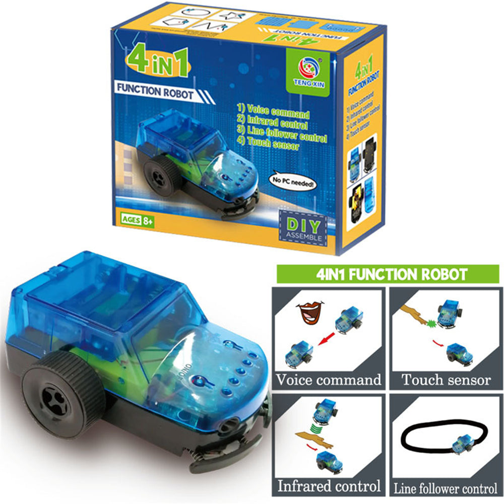 4-in-1 DIY Assembled Function Robot Voice Command Infrared Control Educational STEM for Children Toys