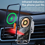 C10 15W Transparent Universal Car Wireless Charger Fast Wireless Mobile Charging Bracket Air Outlet Holder for Smart Phones for iPhone 17 17Pro 16 Pro Max 15 14 for Xiaomi 17pro for OPPO for Huawei Mate XTs