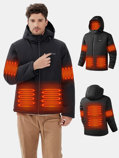 Auxo 6-Zone Men Heated Jacket for Men with 20000mAh Power Bank  - Waterproof Lightweight Warm Electric Heating Coat for Winter Outdoor
