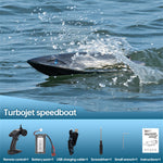 LinkMejor FY011 2.4G 35km/h RC Boat Jet Pump Ship Waterproof Vehicles Models Capsize Reset LED Light Water Cooling High Speed Remote Control Toys