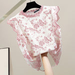 LinkMejor Women Patchwork Lace Print Loose Fit Tank Top Comftable Sleeveless Floral Vest Summer Daily Top for Women