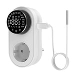 Tuya 1419 Wi-Fi Plug-in Smart Thermostat Socket with Timing Function LED Display Knob-type APP Control Temperature Socket Voice Control with Alexa Google Home