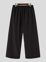 INCERUN Mens Solid Color Comfortable Loose Fit Elastic Pants