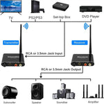 Wireless Audio Adapter with 2.4GHz Technology 50M Range RCA 3.5mm Connectivity Low Delay Clear Sound Type-C Power Dual Volume Adjustment Plug and Play