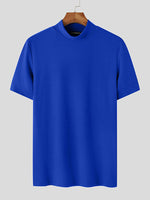 INCERUN Mens Solid Half-Collar Short Sleeve T-Shirt