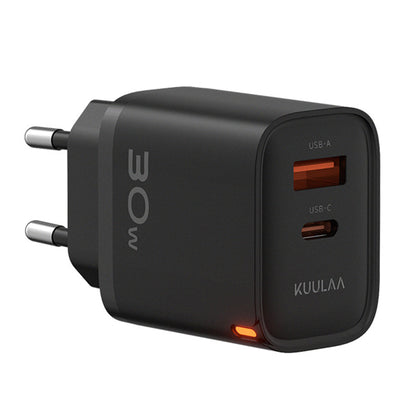 [GaN Tech] KUULAA KL-CD116 PD30W 2-Port USB PD Charger USB-A+USB-C PD Fast Charging Wall Charger Adapter EU Plug for iPhone 17 17Pro 16 Pro Max 15 14 13 for Xiaomi 17pro for Huawei Mate XTs for OPPO for VIVO