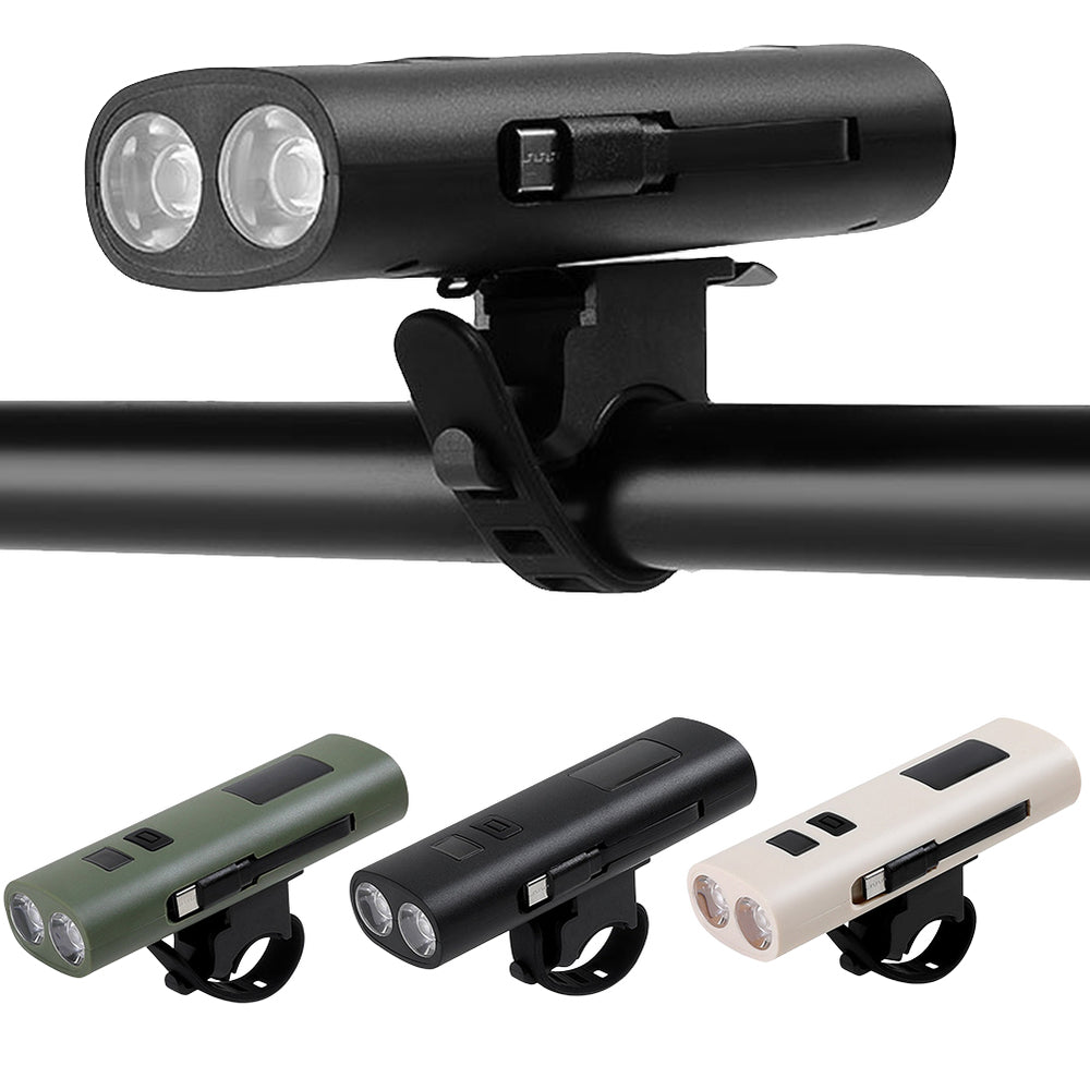 LinkMejor 400LM 2000mAh Type-C Charging Bicycle Headlight 3 Gears COB Side Light Battery Level Display Waterproof Power Bank Front Bike Light for Night Riding