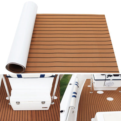 240cm x 90cm x 6mm Marine Flooring Faux Teak EVA Foam Boat Decking Sheet Brown