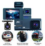 2 Inch IPS Screen Car Dash Cam 3-Channel Driving Recorder G-sensor Loop Recording Parking Monitoring