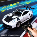 LinkMejor D43-01Q RTR 1/64 2.4G 4WD Mini Drift RC Car Sports Alloy Body Shell LED Light High Speed On-Road Micro Racing Remote Control Vehicles Models Desktop Ornaments Toys