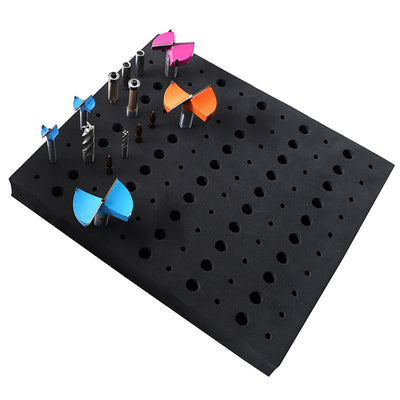 LinkMejor Router Bit Storage Tray Holder Holds 110 Bits High-Density Foam Organizer for 1/2 Inch and 1/4 Inch Shank Bits Portable and Impact Resistant