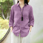 LinkMejor Women Comfortable Solid Color Blouse Fashion Long Sleeve O-Neck Shirt Casual Loose Basic Tops