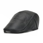 Collrown Berets Mens Flat Caps Genuine Leather Duck Tongue Cap Classic Adjustable Casual Driving Cabbie Hat