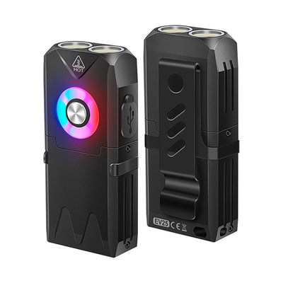 LinkMejor EV15 650 Lumens Portable Outdoor Emergency Magnetic EDC Flashlight - White Light + RGB Aluminum Alloy Keychain Light with Type-C Rechargeable LED Keychain Light
