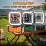 3-in-1 Car Fan Cooling Tool LED Lighting 20000mAh Power Bank Remote Control 4 Speed 270° Tilt Head 360° Rotatable Hook Universal Vehicle Cooling Fan
