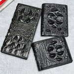 Ekphero Men's Genuine Leather Wallet Crocodile Texture Business Wallet Fashion Cowhide Bifold Money Purse Multi-slot Card Holder