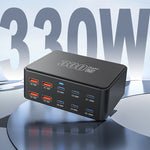 [GaN Tech] Bakeey HW-66 330W 10-Port USB PD Charger 6USB-C+4USB-A QC3.0 PD3.0 PPS SCP AFC Fast Charging Desktop Charging Station EU Plug for iPhone 16 15 14 Pro Max for Samsung Galaxy Z Flip6 for Huawei Mate XT